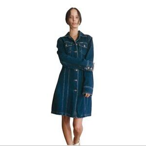 JOLINA VINTAGE WOMEN'S BUTTON DOWN BLUE JEAN DENIM DRESS JACKET 40-MADE IN ITALY